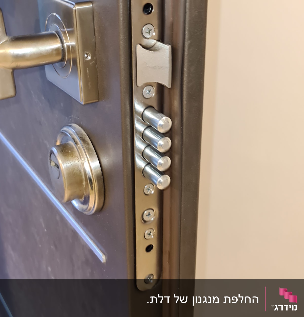 מנעול דלת עם בריחים ומנגנון נעילה